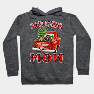 Christmas Portuguese Mom Santa Hat Truck Tree Plaid Dog Mom Christmas Hoodie